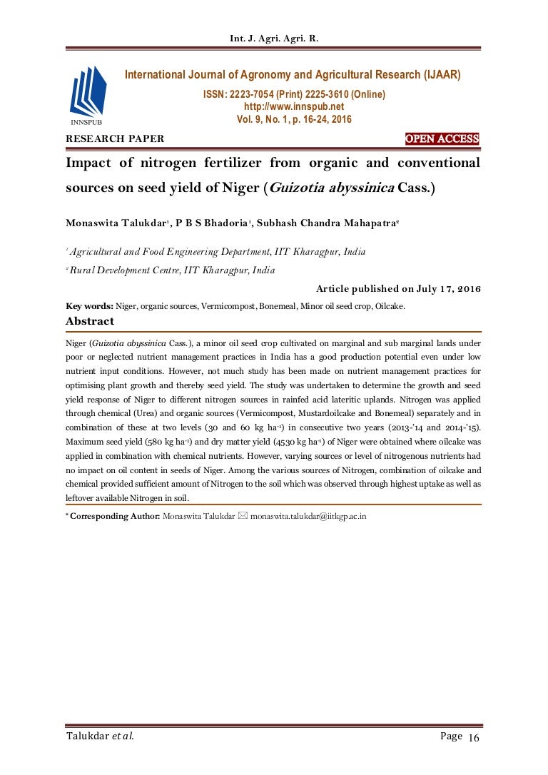 research papers about nitrogen